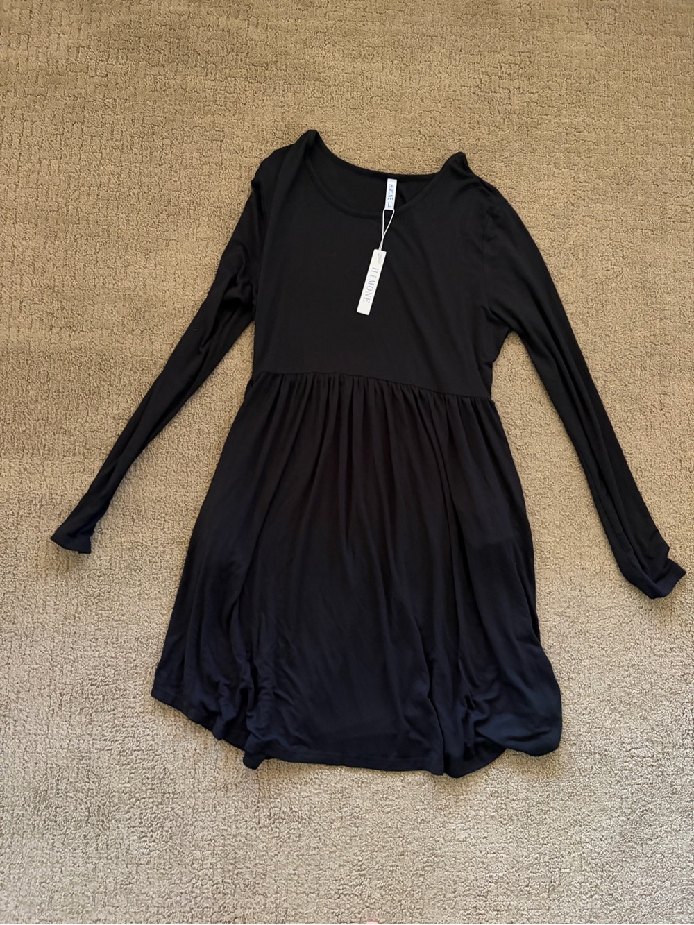 Black Long-Sleeve Swing Dress by Unbranded